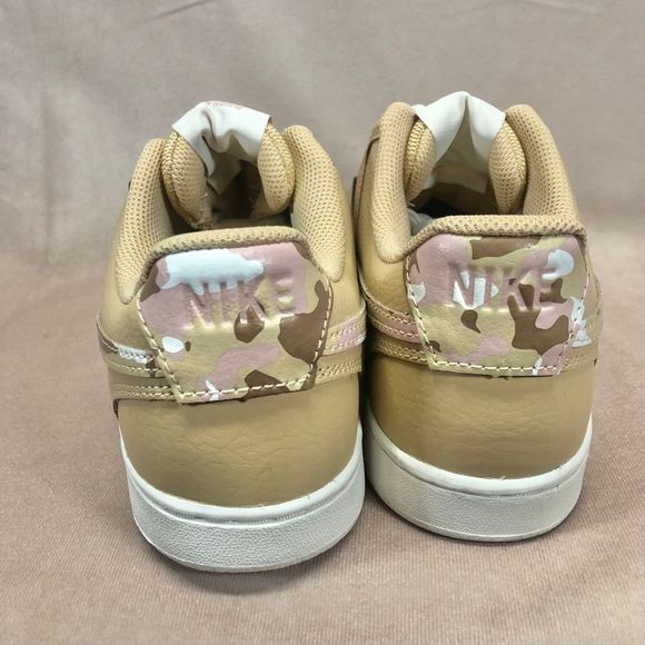 Nike Court Vision Low Women's Sesame Camo Swoosh Sneakers in White Size 9 - Picture 10 of 12